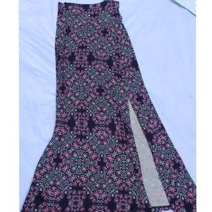 Pink & Purple Print Maxi Skirt